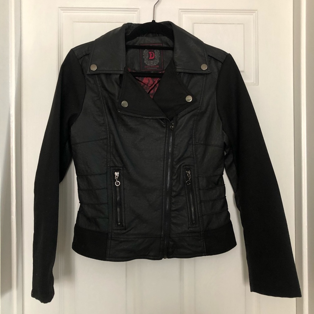 Dollhouse like NEW mixed media moto jacket M